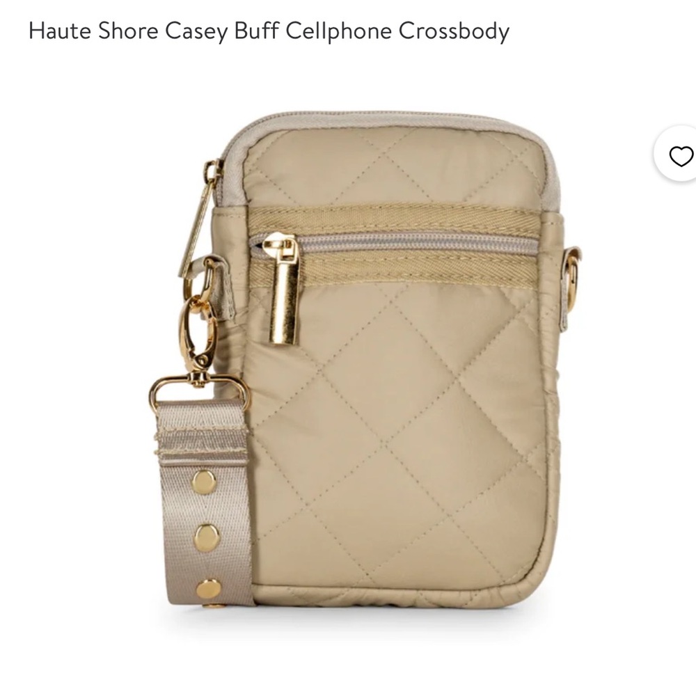 Haute Shore Black Tan Puffer Small Crossbody Belt Bag Adjustable Strap Card Slot